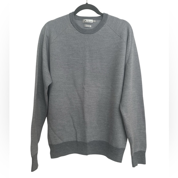Peter Millar Sweater Mens L Gray Solstice Elbow-Patch Pullover Merino Wool - Picture 1 of 3